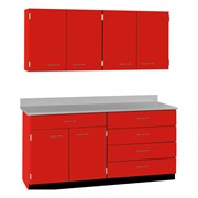 4-Door Wall Unit & 2-Door/5-Drawer Base Unit Cabinet Suite - Right Side Drawers
